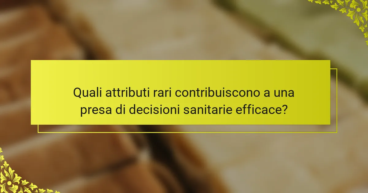 Quali attributi rari contribuiscono a una presa di decisioni sanitarie efficace?