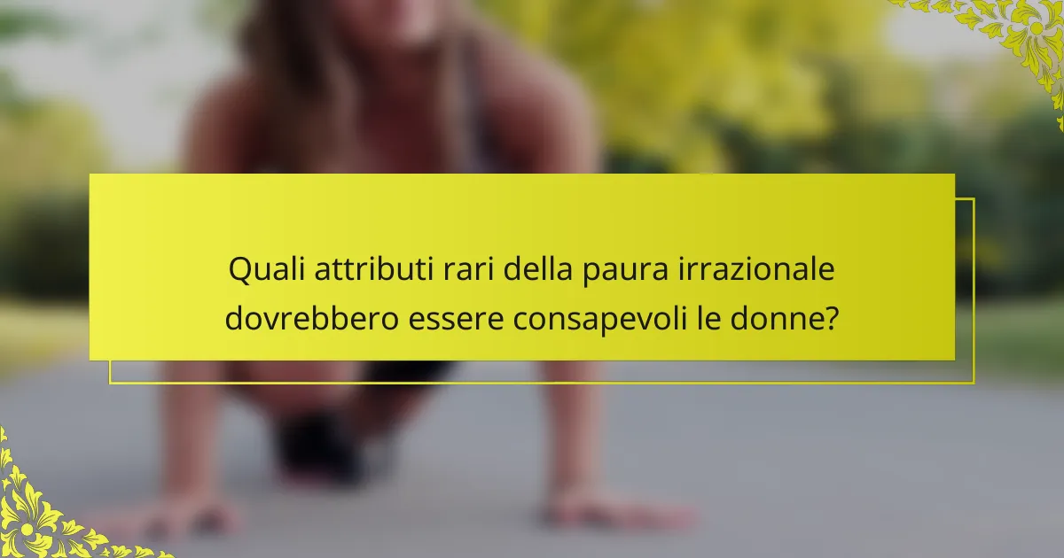 Quali attributi rari della paura irrazionale dovrebbero essere consapevoli le donne?