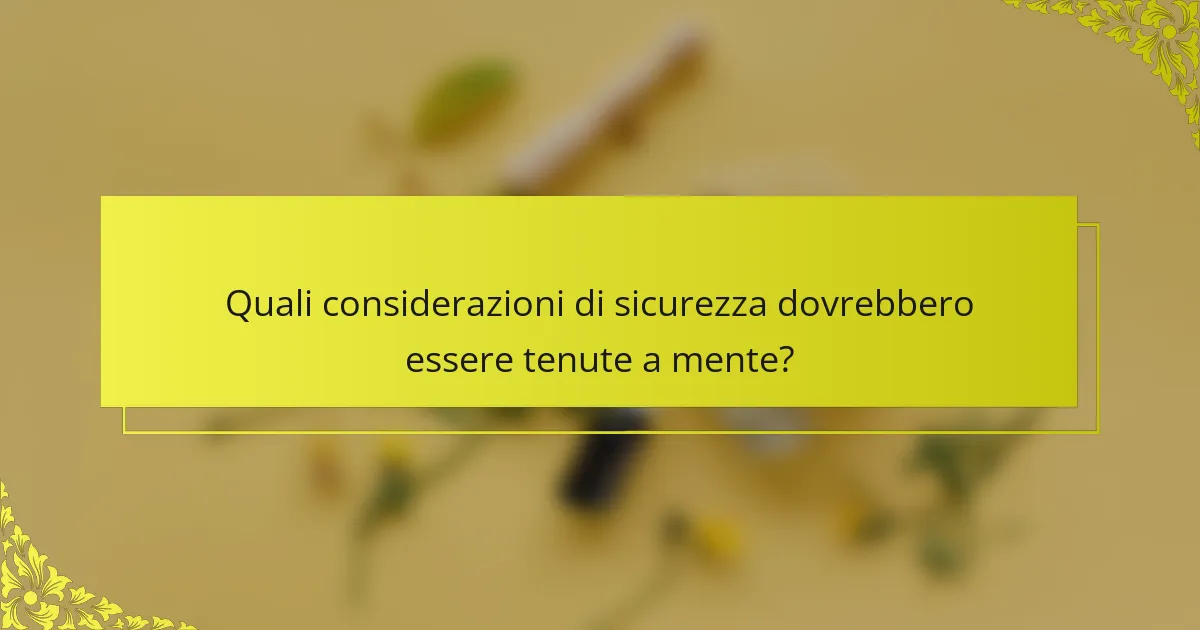 Quali considerazioni di sicurezza dovrebbero essere tenute a mente?