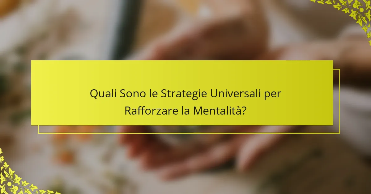 Quali Sono le Strategie Universali per Rafforzare la Mentalità?